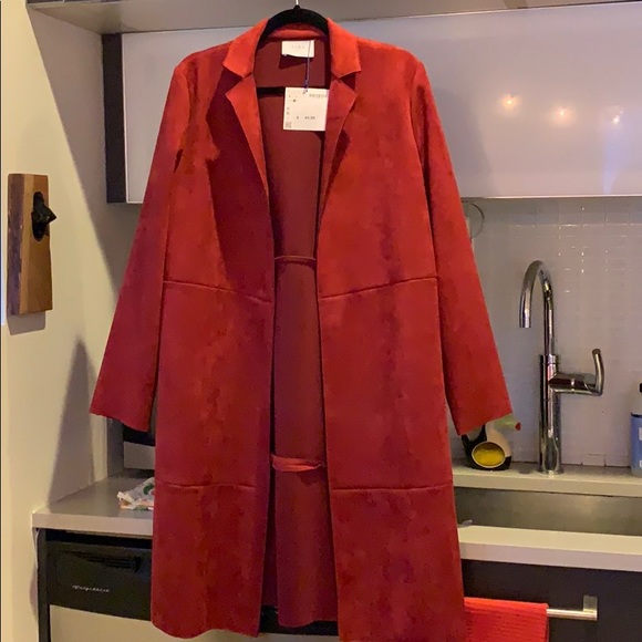 red suede coat